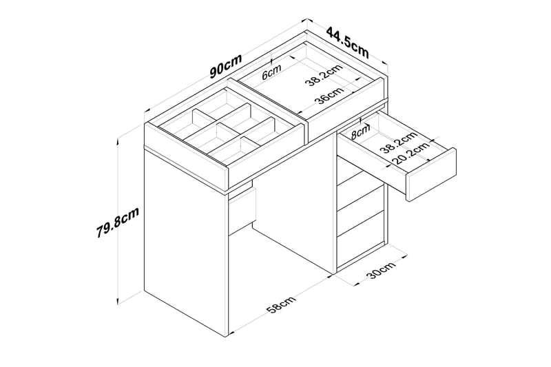 Ramender Sminkbord 90 cm - Glass - Möbler - Bord & matgrupper - Sminkbord & toalettbord