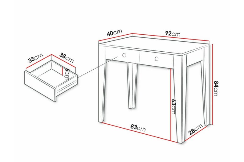 Rathmore Sminkbord 92x40 cm - Vit - Sminkbord & toalettbord