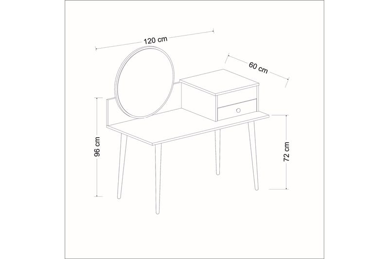 Straat Sminkbord 120x96 cm Vit - Hanah Home - Sminkbord & toalettbord