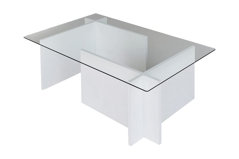 Almasi Soffbord 105x40x105 cm - Vit - Soffbord - Klaffbord & Hopfällbart bord - Soffbord med förvaring - Soffbord med hjul - Höj och sänkbart soffbord