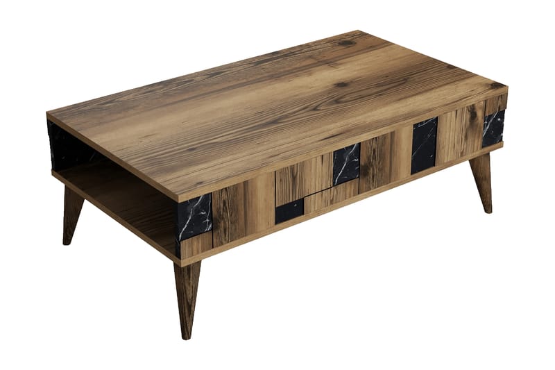 Alsacia Soffbord 105 cm - Mörkbrun/Svart - Soffbord - Klaffbord & Hopfällbart bord - Spegelbord - Soffbord med förvaring - Soffbord med hjul - Höj och sänkbart soffbord