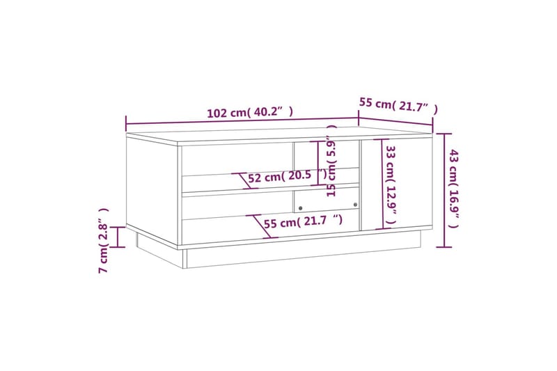 Soffbord betonggrå 102x55x43 cm spånskiva - Grå - Soffbord