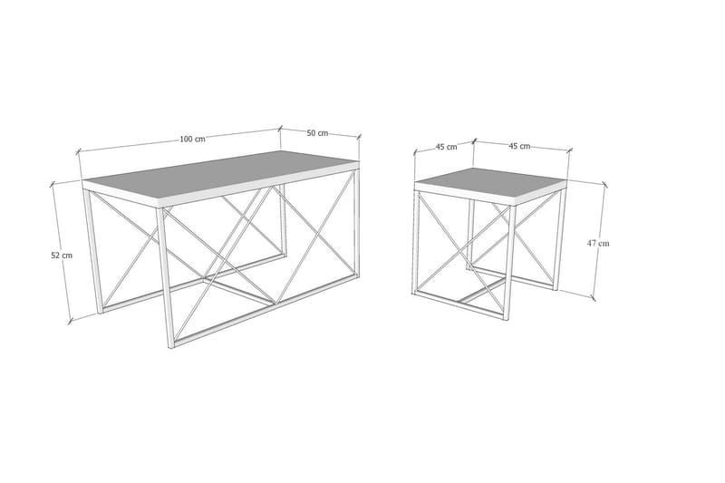 Defneia Soffbord 45 cm - Svart/Vit Marmor - Soffbord