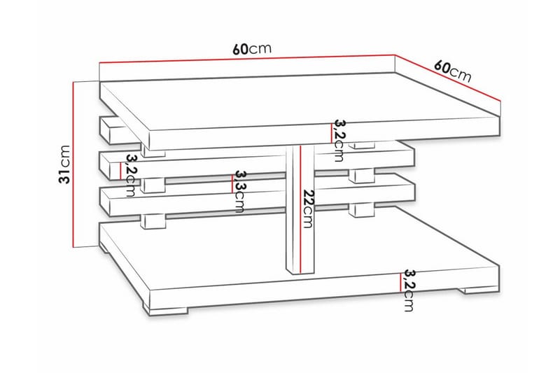 Denogal Soffbord 60 cm - Svart - Möbler - Bord & matgrupper - Soffbord