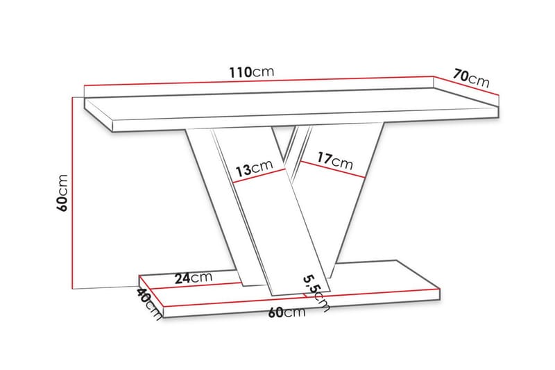 Denogal Soffbord 70 cm - Grå - Soffbord