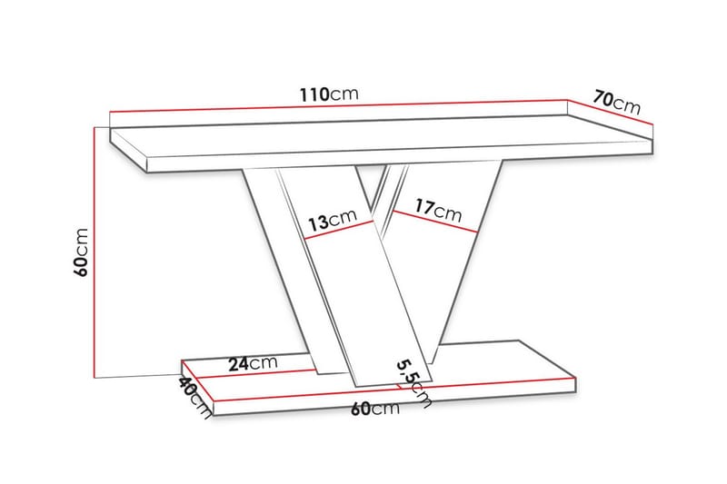 Denogal Soffbord 70 cm - Svart - Soffbord