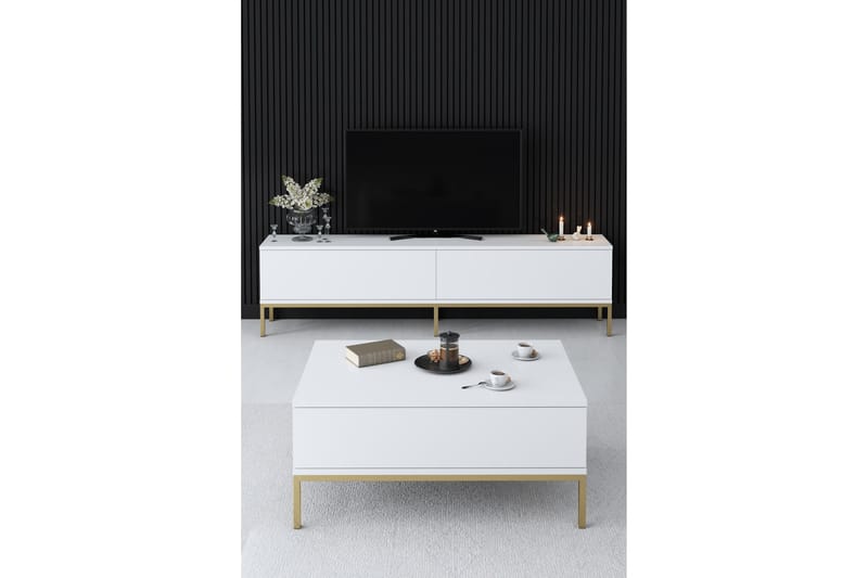 Dorlord Soffbord 90 cm - Vit/Guld - Soffbord