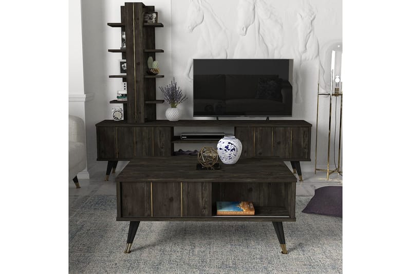 Echten Soffbord 90 cm - M�örkbrun - Soffbord - Klaffbord & Hopfällbart bord - Soffbord med förvaring - Soffbord med hjul - Höj och sänkbart soffbord
