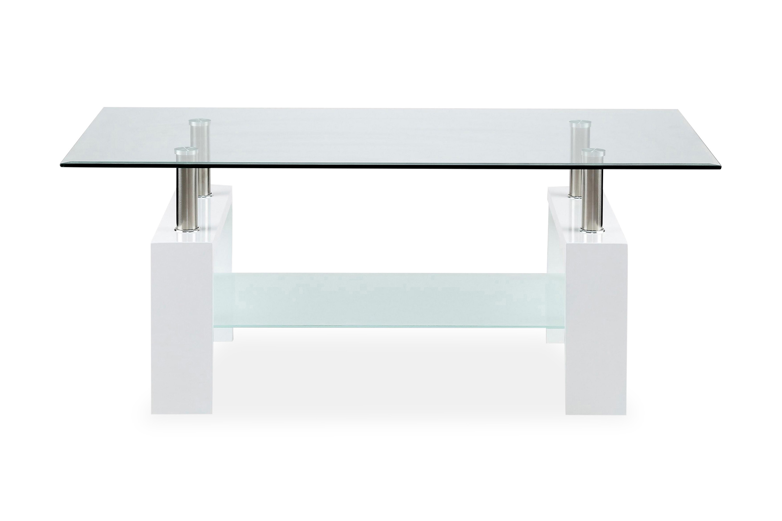 Scandinavian Choice Faxberg Soffbord 110 cm med Förvaring Hylla - Glas/Vit/Krom Grå,Vit,Krom Metall