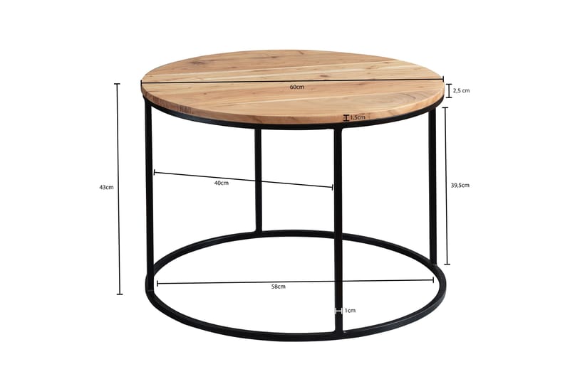 Gorizia Soffbord 60 cm Runt - Akacia/Svart - Möbler - Bord & matgrupper - Soffbord