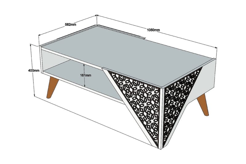 Hovdane Soffbord 105 cm med Förvaring Hylla Blommönster - Brun - Soffbord