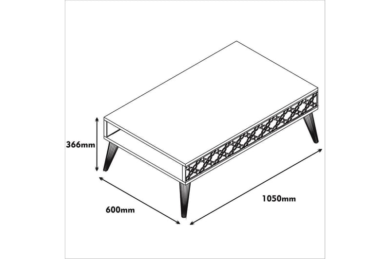 Hovdane Soffbord 105 cm med Förvaring Hylla Kedjemönster - Brun/Mönstrad - Möbler - Bord & matgrupper - Soffbord