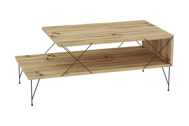 Jaennis Soffbord 100 cm - Natur/Svart - Soffbord - Klaffbord & Hopfällbart bord - Soffbord med förvaring - Soffbord med hjul - Höj och sänkbart soffbord