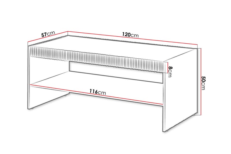 Juniskär ribbad soffbord med hyllförvaring rektangulärt - 120x57x50 Svart - Möbler - Bord & matgrupper - Soffbord