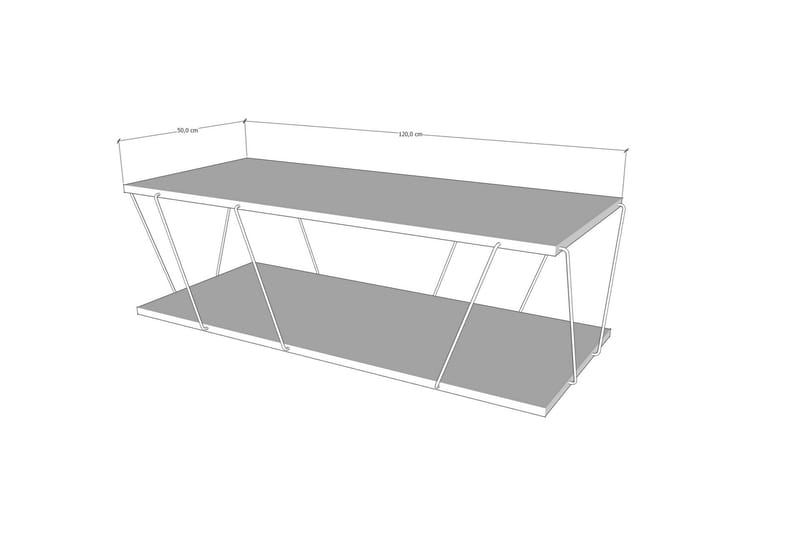 Ljusfors Soffbord 120 cm med Förvaring Hylla - Vit/Svart - Soffbord