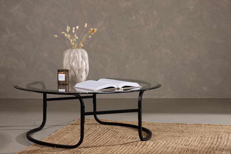 Lomari Soffbord 110 cm Runt - Svart - Soffbord - Klaffbord & Hopfällbart bord - Spegelbord - Soffbord med förvaring - Soffbord med hjul - Höj och sänkbart soffbord