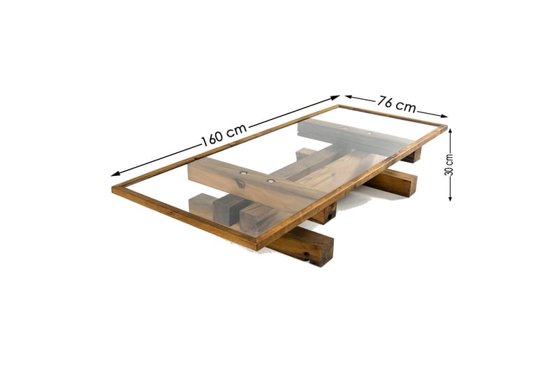 Massive Design Soffbord 160 cm - Glas/Trä/Brun - Soffbord