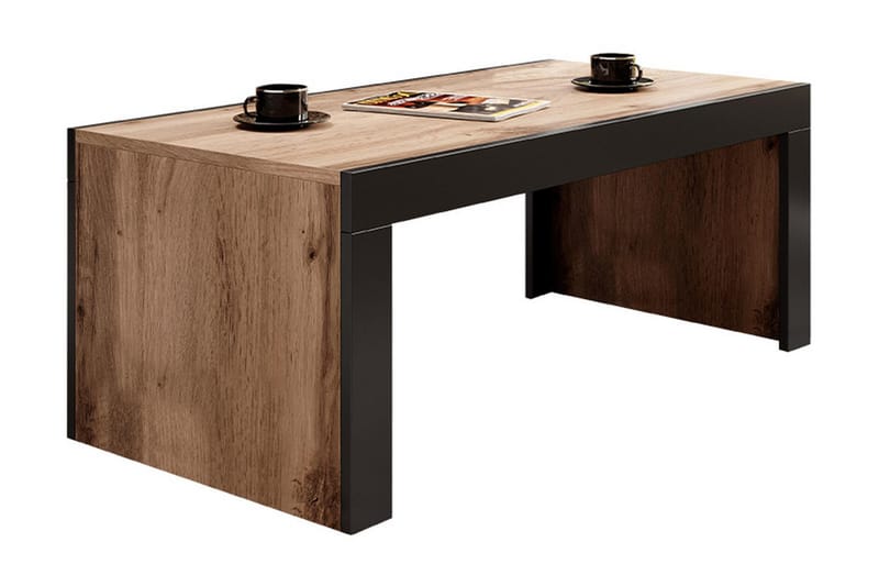 Milias Soffbord 120 cm - Natur/Svart - Soffbord - Klaffbord & Hopfällbart bord - Soffbord med förvaring - Soffbord med hjul - Höj och sänkbart soffbord