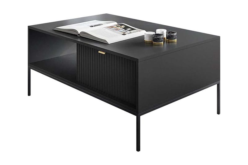 Novaj Soffbord Rektangulär Svart - Soffbord - Klaffbord & Hopfällbart bord - Soffbord med förvaring - Soffbord med hjul - Höj och sänkbart soffbord