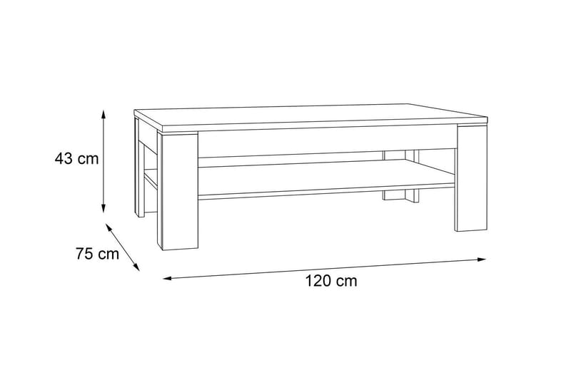 Perkhill Soffbord 120 cm med Förvaring Hylla - Brun/Natur - Soffbord