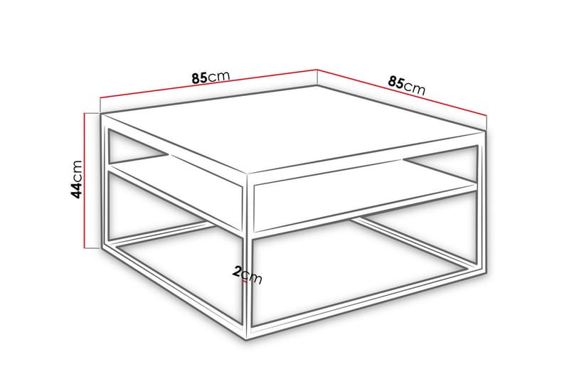 Rogate Soffbord 85 cm med Förvaring Hylla - Natur/Svart - Soffbord