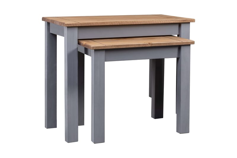 Satsbord 2 st grå massiv furu panama - Grå - Soffbord - Satsbord
