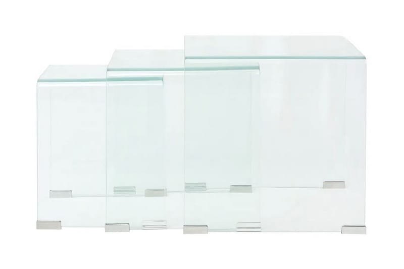 Satsbord 3 st bord härdat klarglas - Transparent - Soffbord