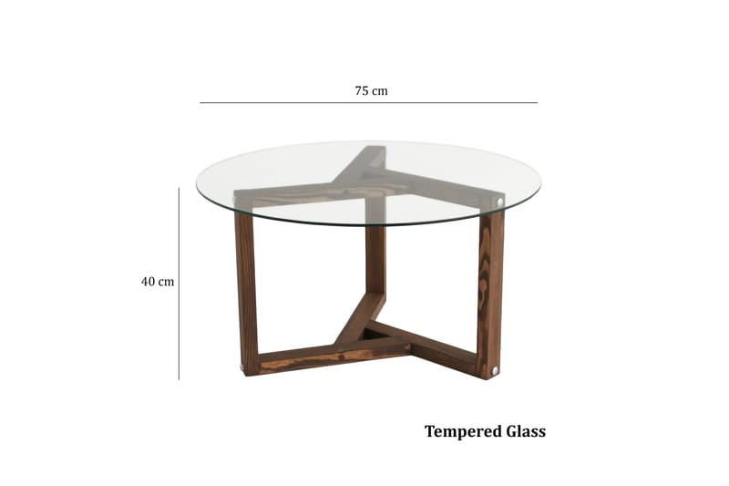 Sibas Soffbord 75 cm Runt - Valnöt/Glas - Soffbord