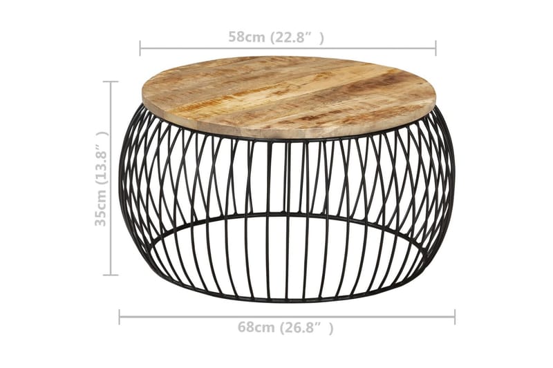 Soffbord Ã˜68 cm grovt mangoträ - Brun - Soffbord