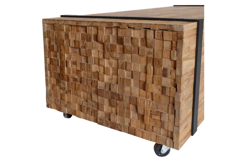 Soffbord 110x45x38 cm massiv teak - Vit - Soffbord - Soffbord med hjul