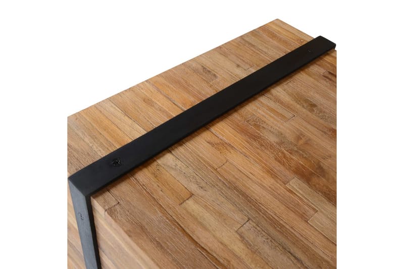 Soffbord 110x45x38 cm massiv teak - Vit - Soffbord - Soffbord med hjul