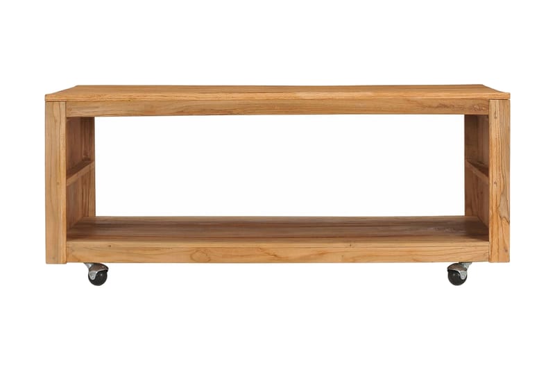 Soffbord 110x60x40 cm massiv teak - Brun - Soffbord - Soffbord med hjul