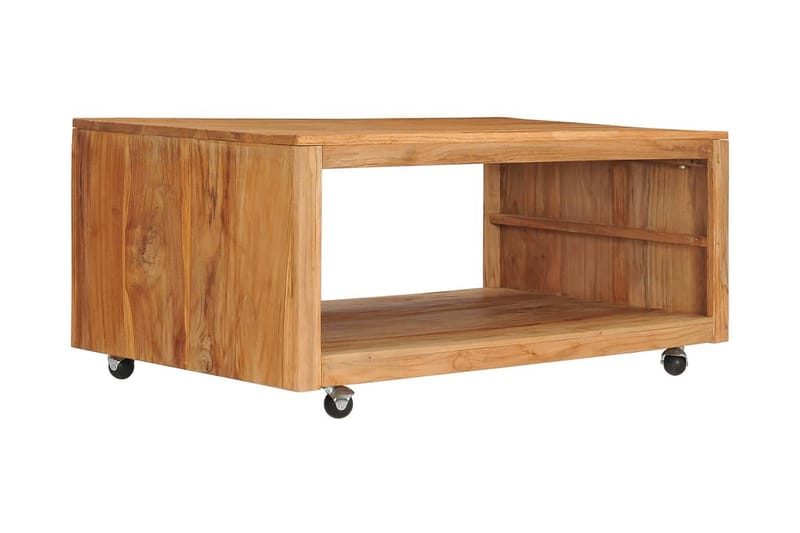 Soffbord 110x60x40 cm massiv teak - Brun - Soffbord - Soffbord med hjul