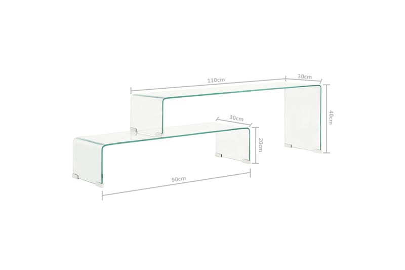 Soffbord 2 delar 90x30x20/110x30x40 cm härdat glas - Transparent - Soffbord - Satsbord