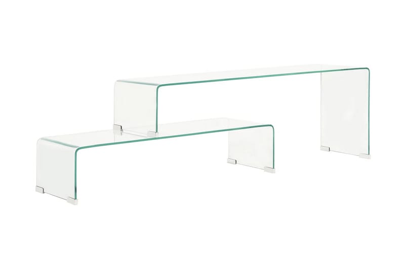 Soffbord 2 delar 90x30x20/110x30x40 cm härdat glas - Transparent - Soffbord - Satsbord