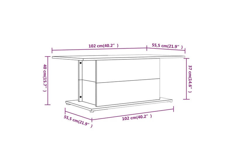 Soffbord betonggrå 102x55,5x40 cm spånskiva - Grå - Möbler - Bord & matgrupper - Soffbord