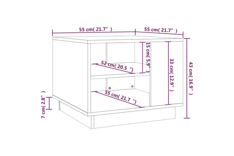 Soffbord brun ek 55x55x43 cm spånskiva - Brun - Möbler - Bord & matgrupper - Soffbord