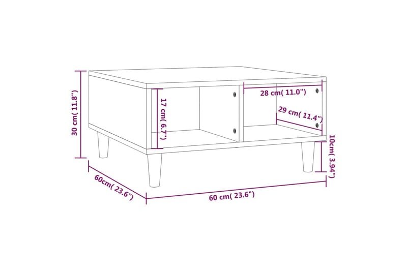 Soffbord grå sonoma 60x60x30 cm spånskiva - Grå - Möbler - Bord & matgrupper - Soffbord