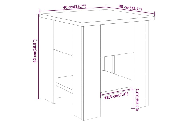Soffbord grå sonoma-ek 40x40x42 cm konstruerat trä - Grå - Soffbord