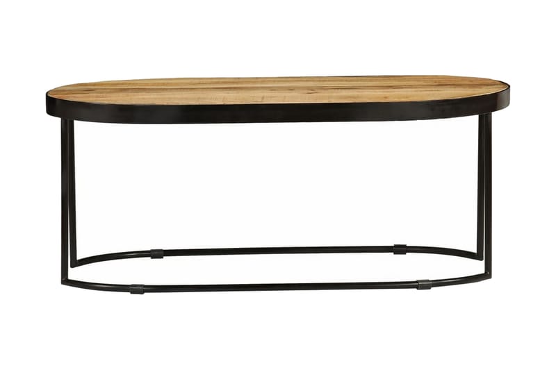 Soffbord massivt grovt mangoträ och stål oval 110 cm - Brun - Soffbord