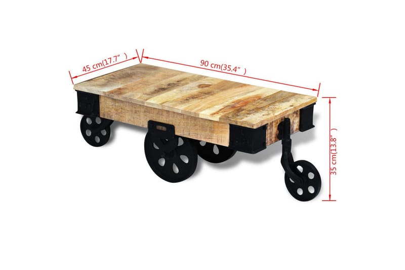 Soffbord med hjul industriell stil mangoträ - Brun - Möbler - Bord & matgrupper - Soffbord - Soffbord med hjul