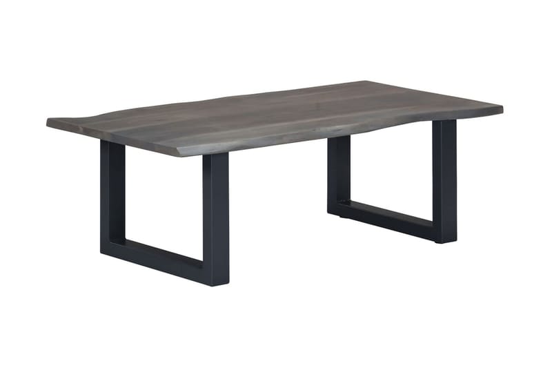 Soffbord med levande kanter grå 115x60x40 cm massivt akaciat - Grå - Soffbord