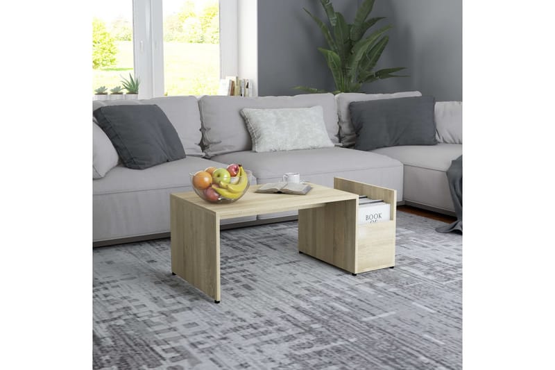 Soffbord sonoma-ek 90x45x35 cm spånskiva - Brun - Soffbord