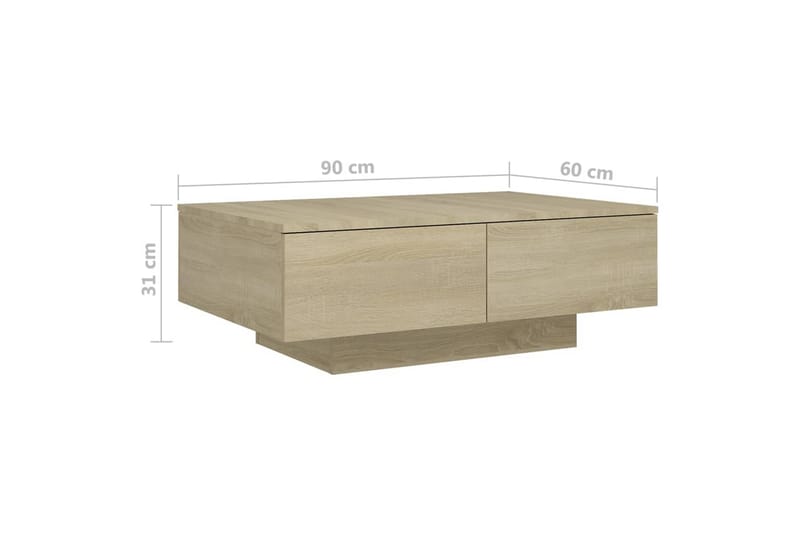 Soffbord sonoma-ek 90x60x31 cm spånskiva - Brun - Soffbord