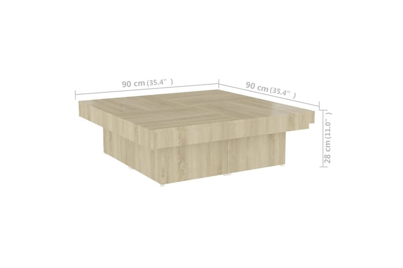 Soffbord sonoma-ek 90x90x28 cm spånskiva - Brun - Möbler - Bord & matgrupper - Soffbord