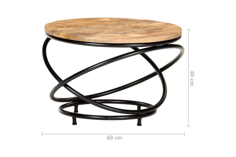 Soffbord svart 60x60x40 cm grovt massivt mangoträ - Svart - Soffbord