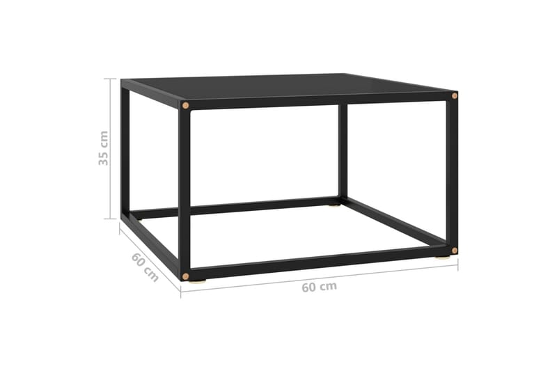 Soffbord svart med svart glas 60x60x35 cm - Svart - Soffbord