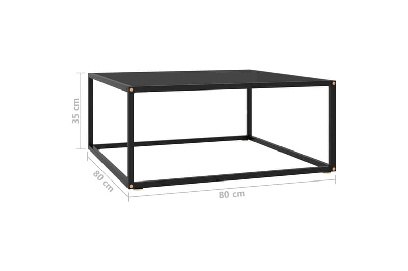 Soffbord svart med svart glas 80x80x35 cm - Svart - Möbler - Bord & matgrupper - Soffbord