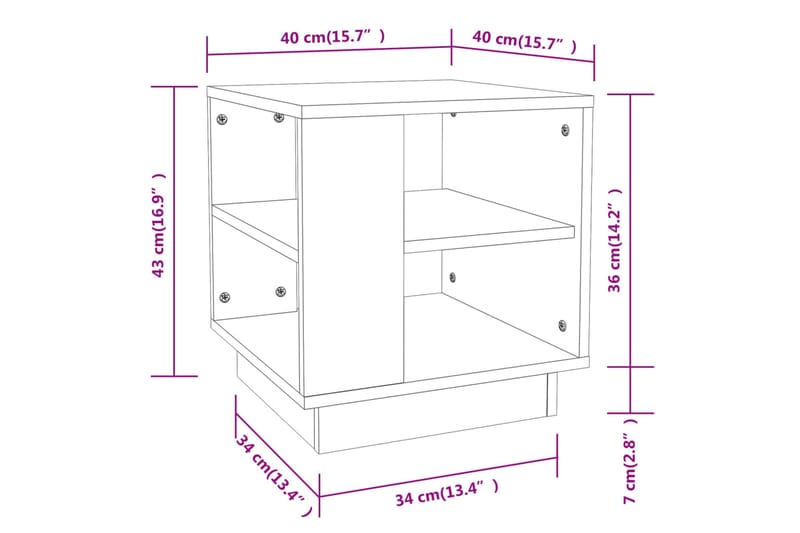 Soffbord vit 40x40x43 cm konstruerat trä - Vit - Soffbord