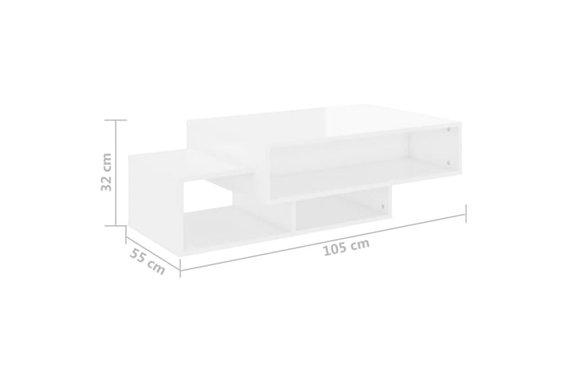 Soffbord vit högglans 105x55x32 cm spånskiva - Vit - Soffbord